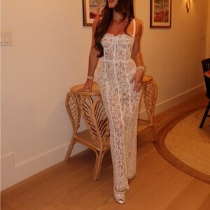 Helsa The Lace Column Dress in White